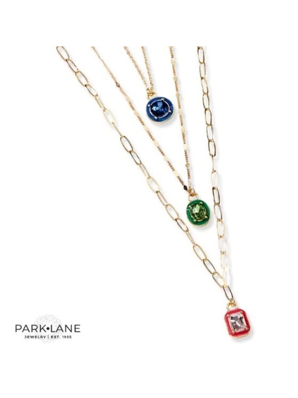 Park Lane Candy 3-in-1 Layered Crystal Enamel Necklace Goldtone